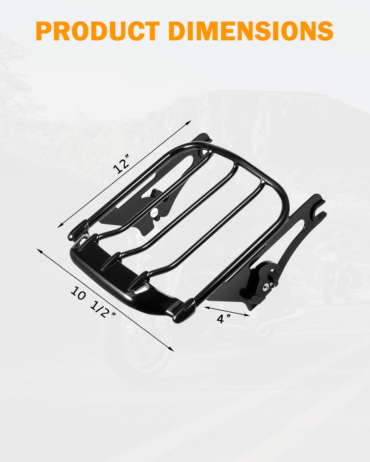 PBYMT Gloss Black Detachable Two-Up Mounting Luggage Rack for Harley Touring Street Glide Road King Electra Glide 2009-2024 (Vivid Black) - Perfect for Long Rides, Road Trips & Motorcycle Touring Accessories