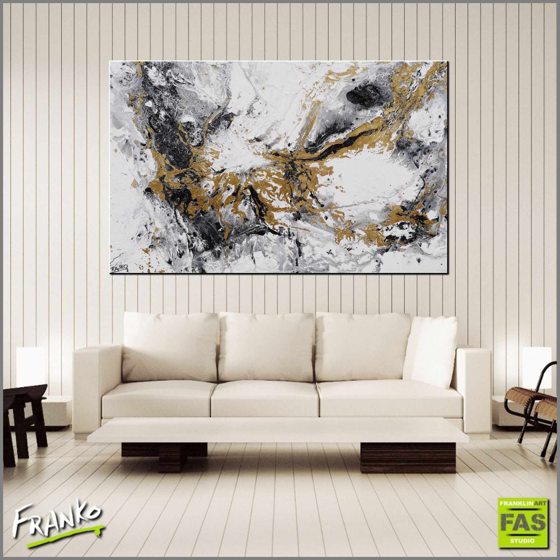 Minimalist Metallica 160cm x 100cm White Gold Abstract Wall Art Painting - Modern Home Decor for Living Room, Bedroom & Office