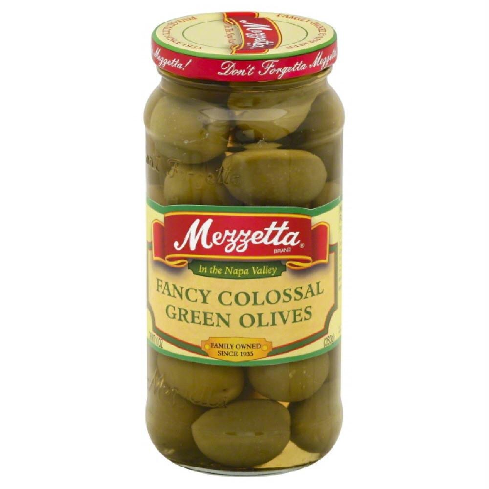 Mezzetta Whole Fancy Colossal Green Olives 10oz Jar | Premium Mediterranean Olives for Salads, Charcuterie Boards & Cocktails