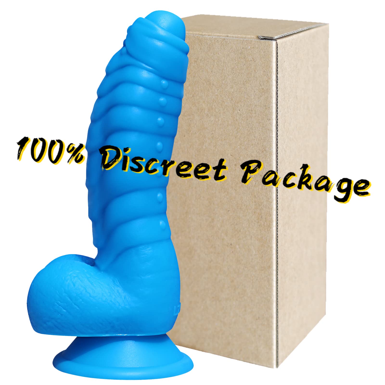 Premium Realistic Dildo - Odorless Liquid Silicone Adult Toy with Strong Suction Cup, 2 Balls for G-Spot Stimulation | Discreet Packaging (Blue) | Perfect for Solo Play, Couples Fun & BDSM Exploration