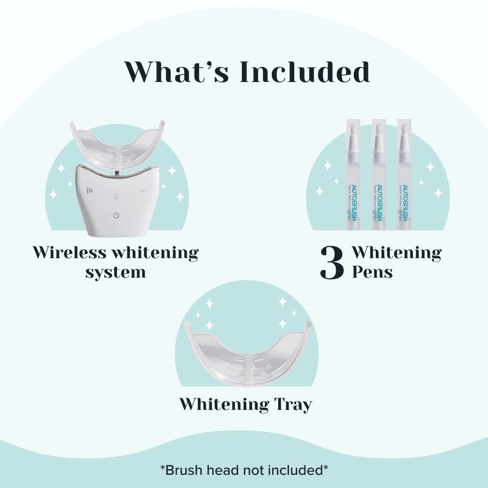 Autobrush LED Teeth Whitening Kit - Complete Home Whitening System with 30 Treatments (White) | Professional Dental Care for Brighter Smile at Home, Travel & Special Occasions