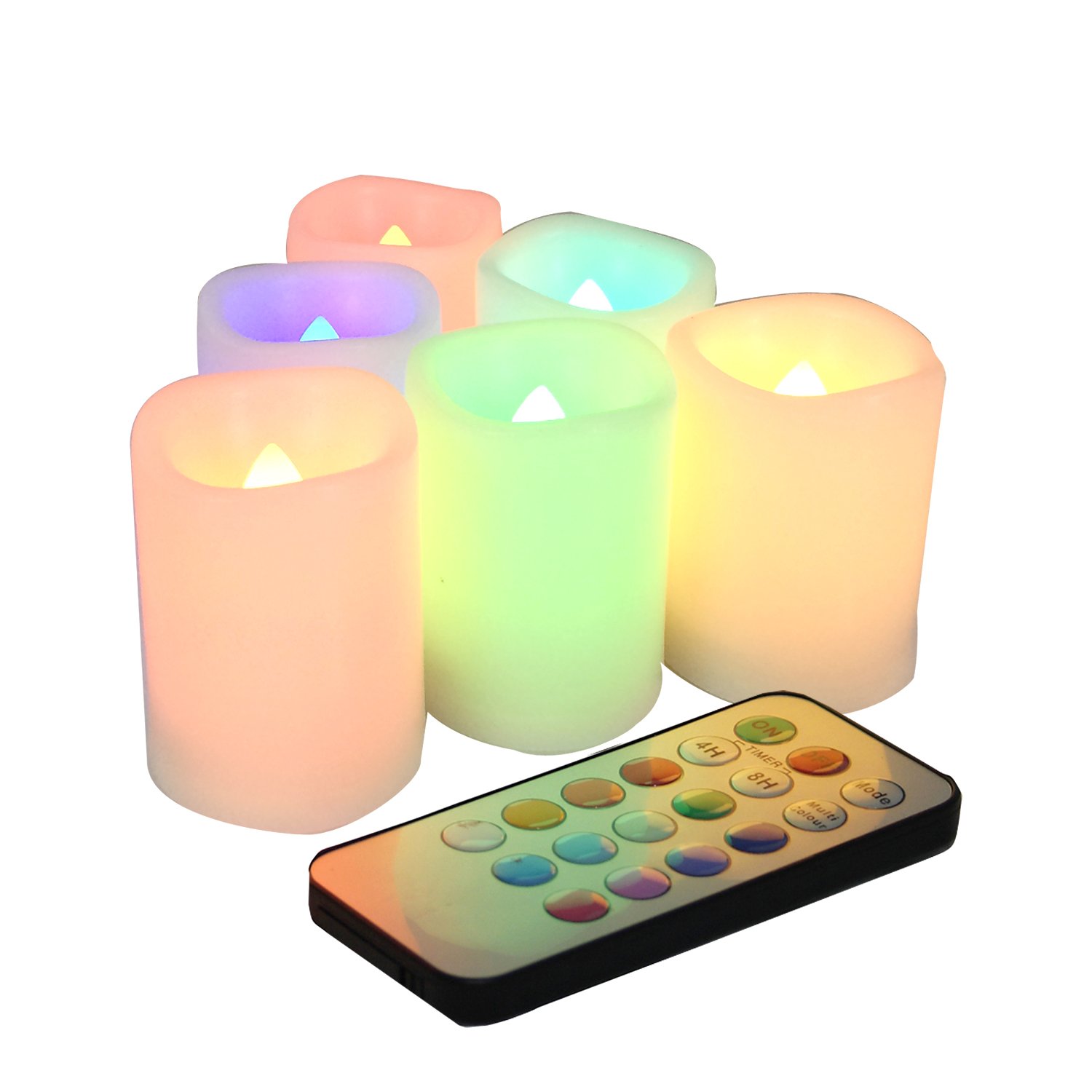 Set of 6 Color Changing Flameless Votive Candles with Remote & Timer - Battery Operated LED Candles for Home Decor, Wedding, Party & Relaxation - Creates Cozy Ambiance for Bedroom, Bathroom & Dinner Table