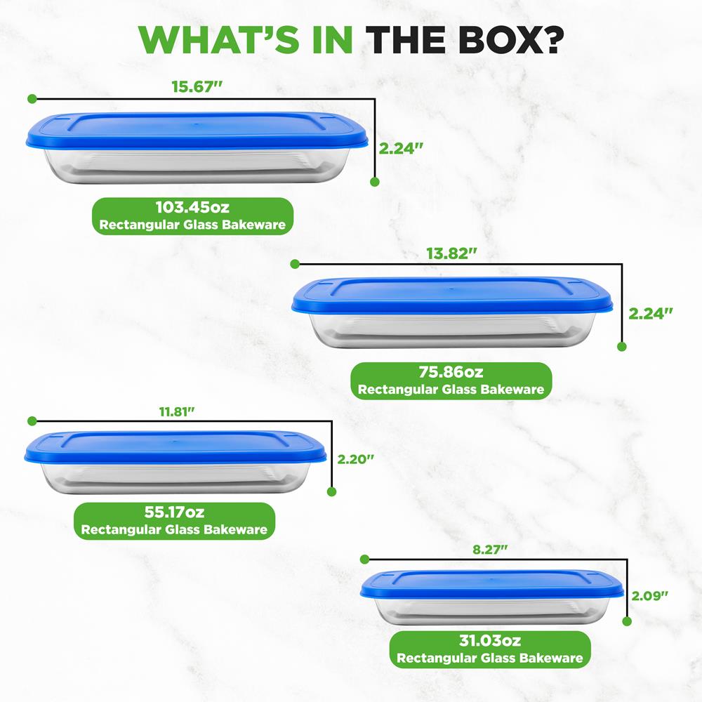 Premium High Borosilicate Glass Bakeware Set - Oven, Microwave & Freezer Safe - Perfect for Baking, Roasting & Meal Prep
