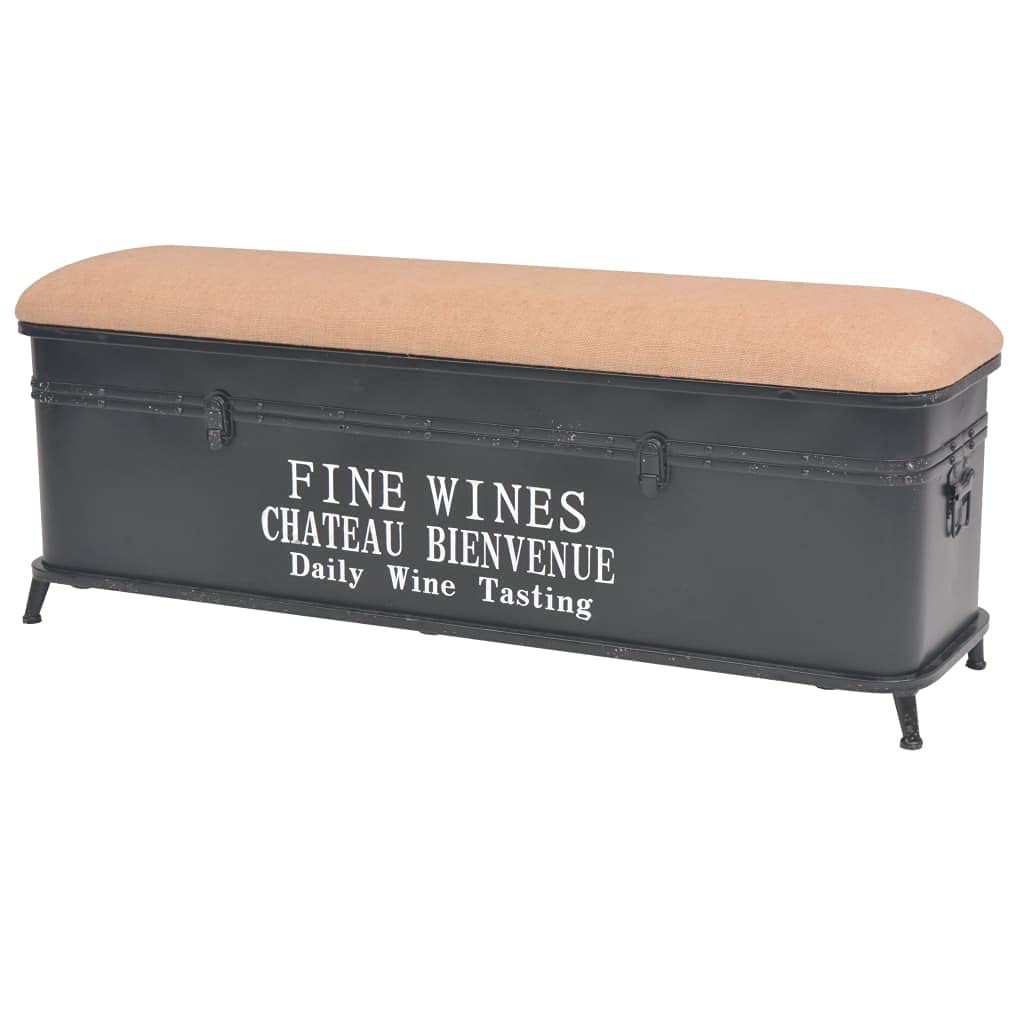 Rustic Wooden Storage Bench Seat with Cushion - 40.6