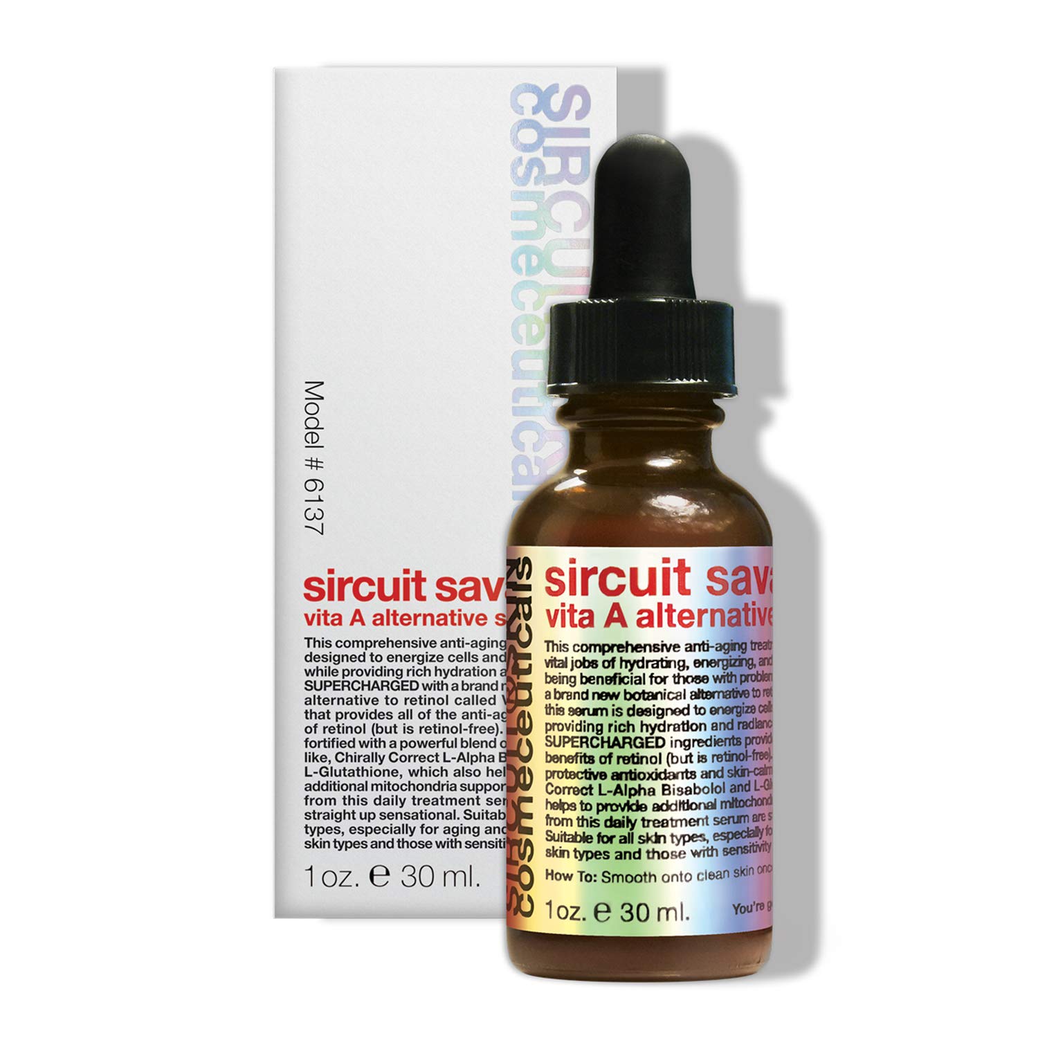 SIRCUIT Savant Vita A Alternative Serum - Hydrating & Antioxidant Facial Serum with L-Glutathione, Vitamin E & A - Daily Moisturizing & Soothing Skin Care for Dry, Sensitive Skin - Perfect for Night Routine & Anti-Aging (1 oz)