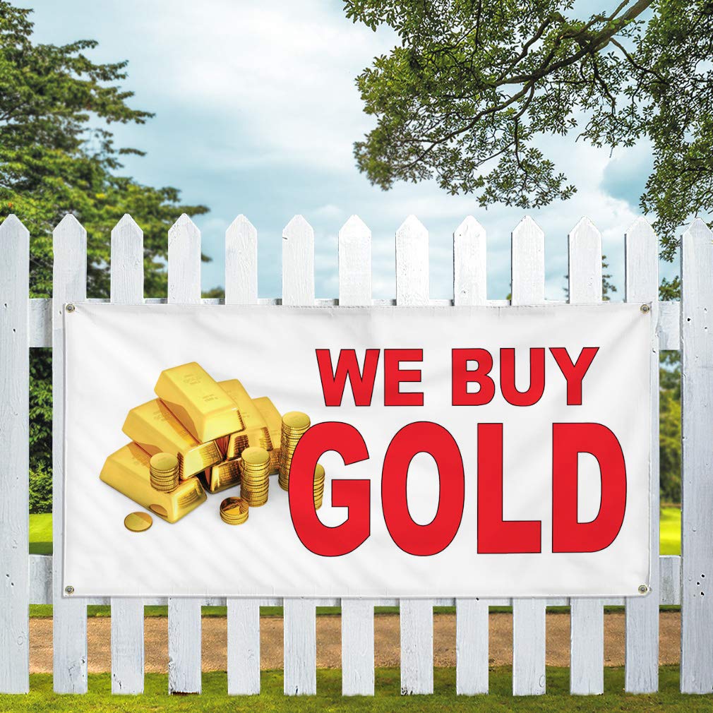 Premium Vinyl Banner - 60x144 Inches, Weatherproof & Durable for Outdoor Business Signs - 10 Grommets for Easy Hanging - Perfect for Yard Sales, Gold Buying Ads & Industrial Use