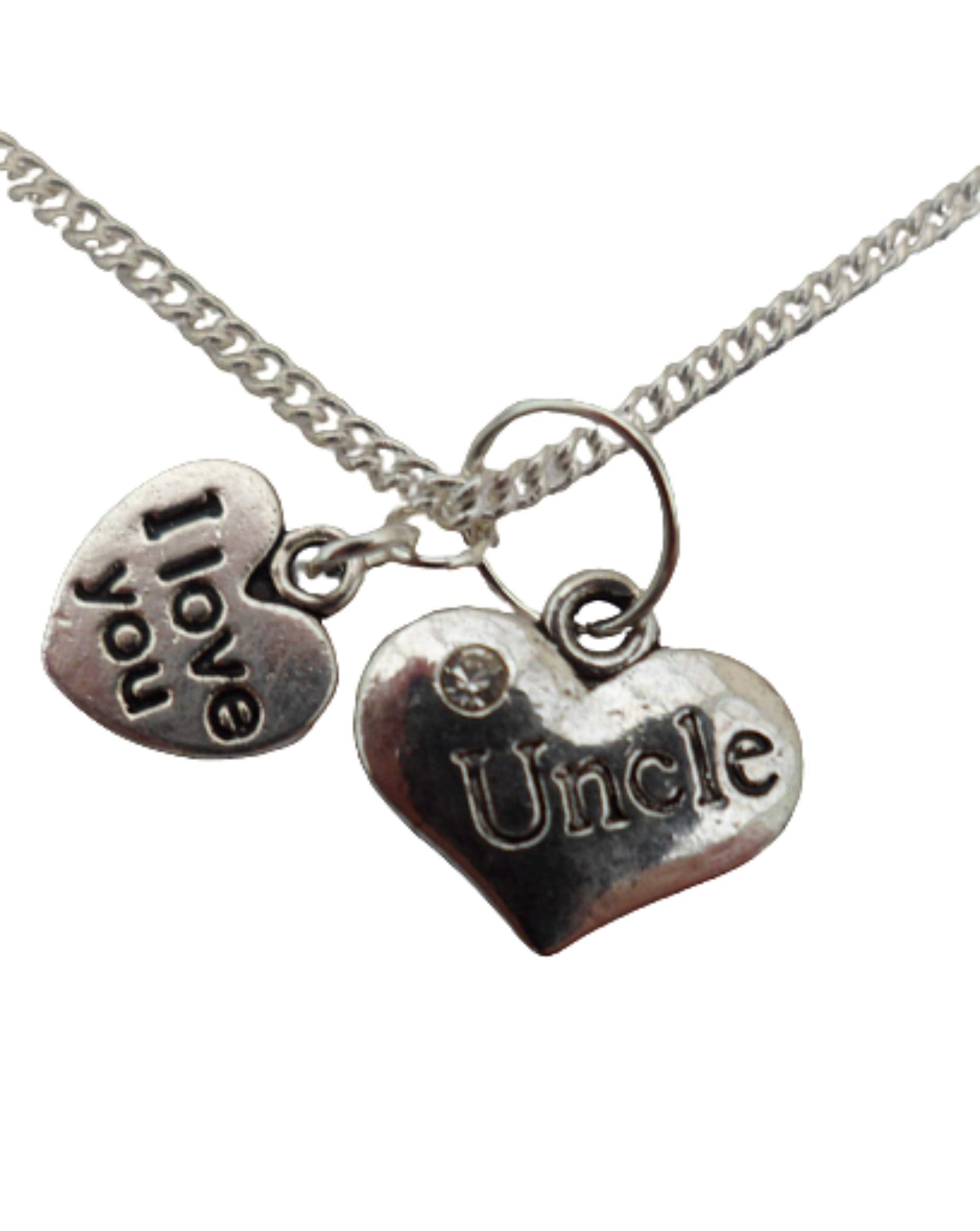 Sterling Silver Plated Heart Pendant Necklace for Men - Uncle Gift with Gemstone Charm - Perfect for Birthdays, Anniversaries & Father's Day