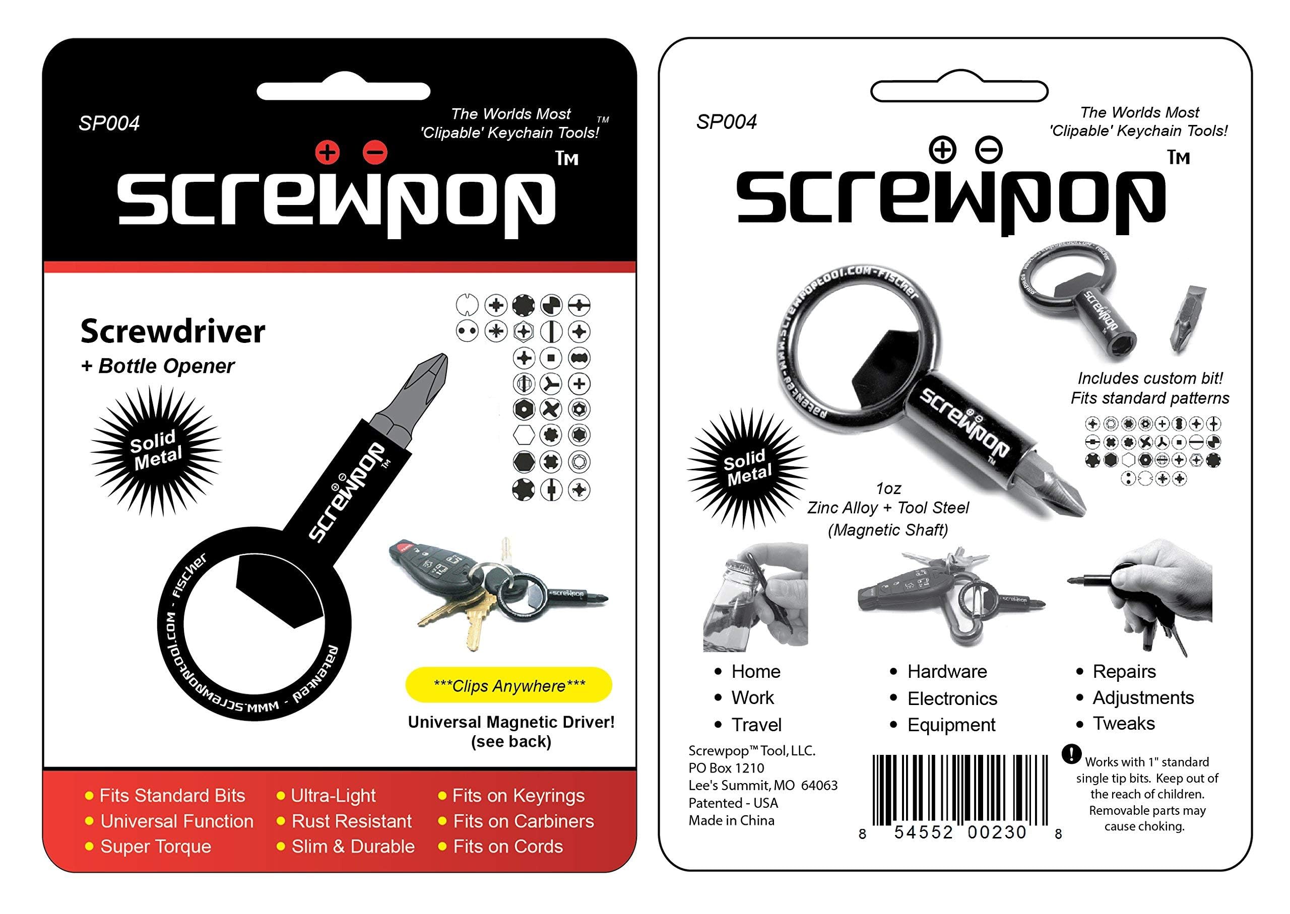 Universal Magnetic Screwdriver Bit Holder with Carabiner Keychain - Multi-Tool with Removable Double-Sided Phillips/Flathead Bits & Bottle Opener - Perfect for DIY, Home Repairs, Camping & Everyday Carry (EDC)