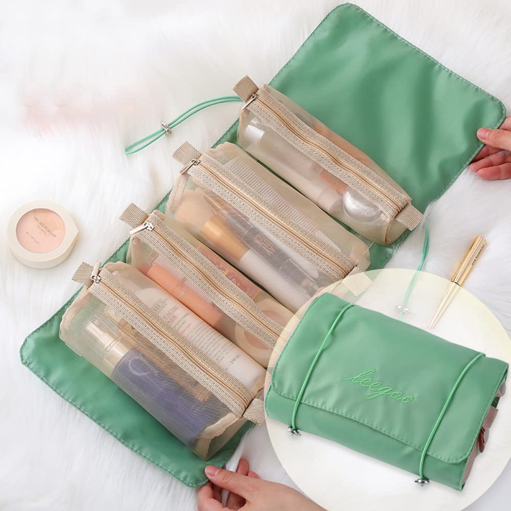 4-in-1 Foldable Cosmetic Makeup Bag - Waterproof Travel Organizer Pouch for Makeup Brushes, Skincare & Jewelry (Multicolor, 1 Piece) | Perfect for Travel, Gym & Daily Use