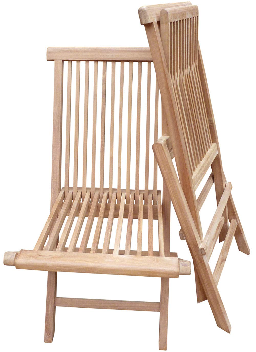 Seven Seas Teak Outdoor Folding Side Chairs (Set of 2) - Solid Teak Wood Patio Furniture for Beach, Poolside & Garden Relaxation