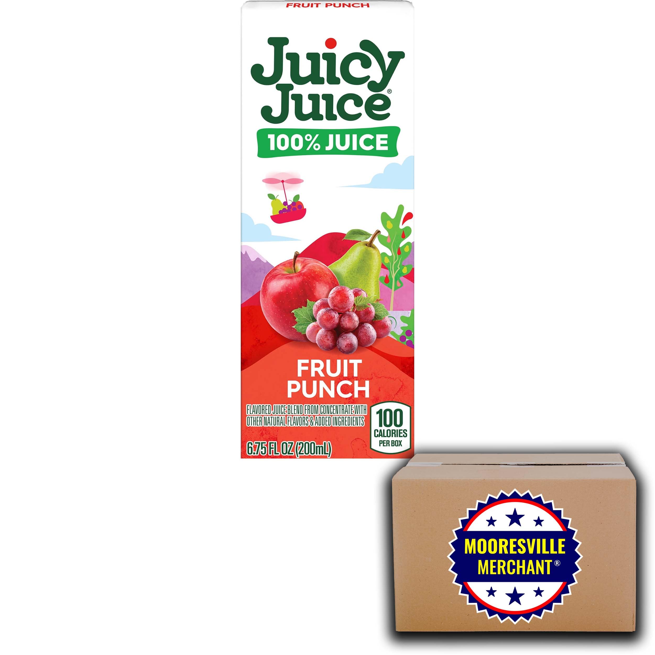 100% Pure Fruit Punch Juice Boxes - 6.75 fl oz (Pack of 16) | No Added Sugar | Kids Lunch Box & School Snacks | Mooresville Merchant Exclusive