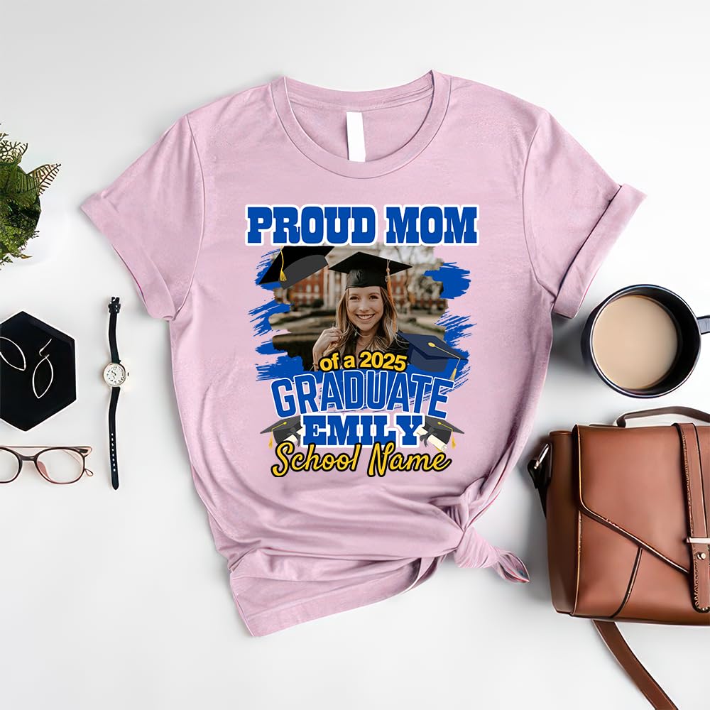 Personalized Proud Mom of a 2025 Graduate T-Shirt - Custom 2025 Graduation Gift for Moms - Perfect for Graduation Parties & Celebrations