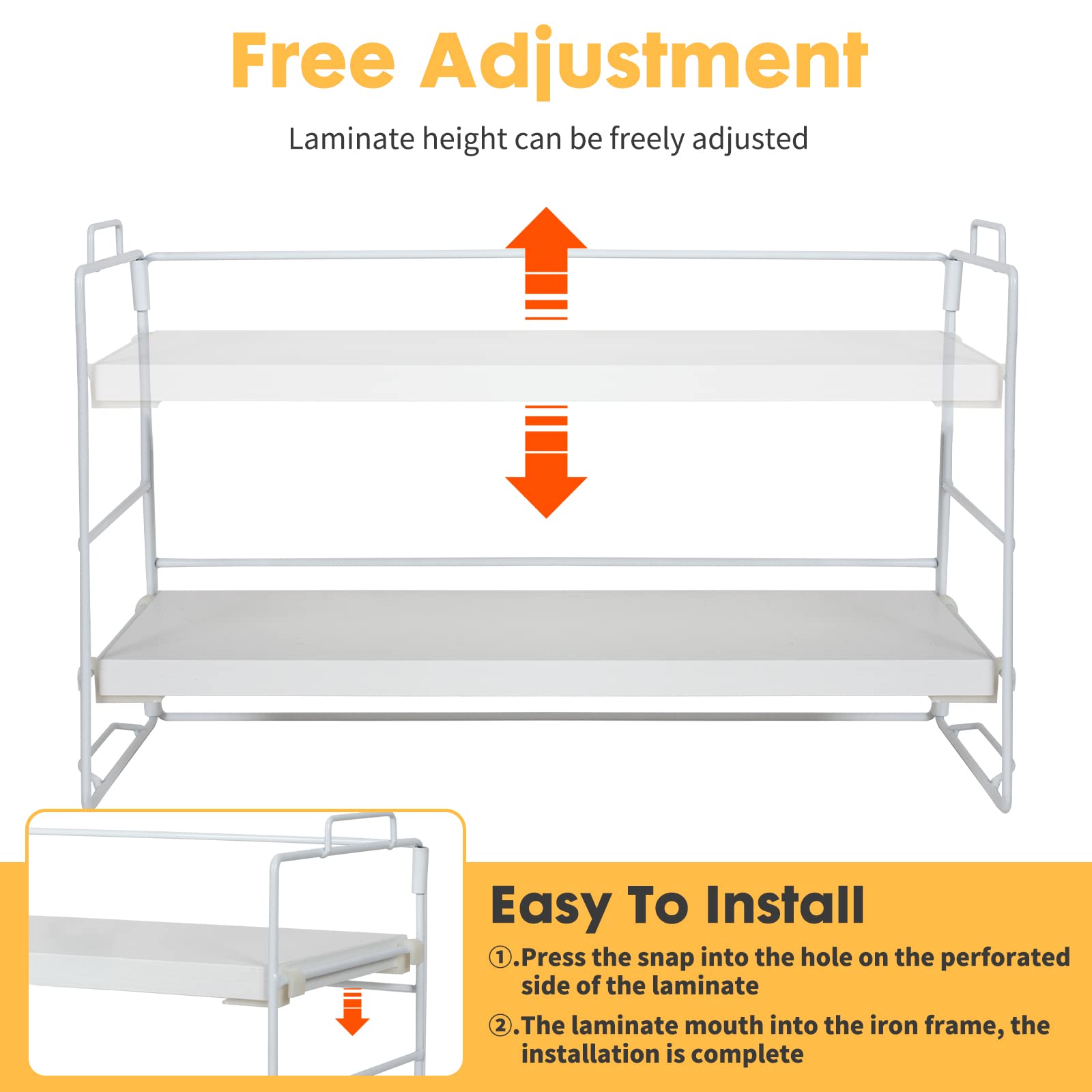 ShellKingdom 2-Tier Adjustable Desk Shelf Organizer - White | Space-Saving Bookshelf & Office Storage Rack for Tabletop, School, Dorm & Workspace Organization | Perfect for Small Spaces & Clutter-Free Desks