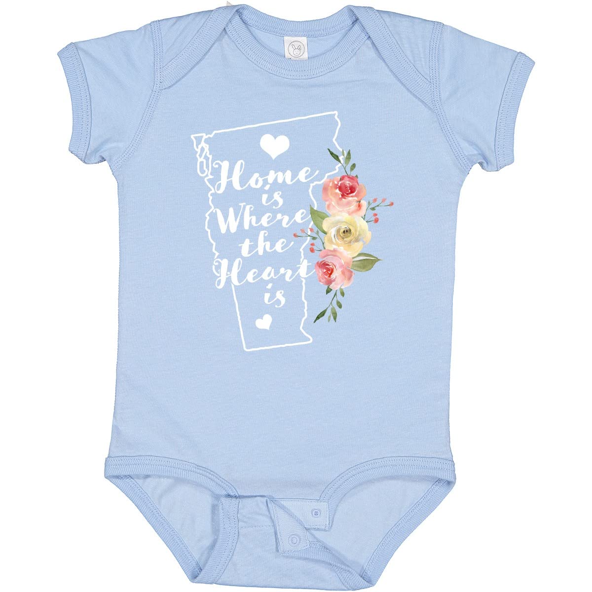 Inktastic Vermont Home is Where The Heart is Watercolor Baby Bodysuit - Soft Cotton Onesie for Newborns & Infants - Perfect for Family Photos, Holidays & Everyday Wear