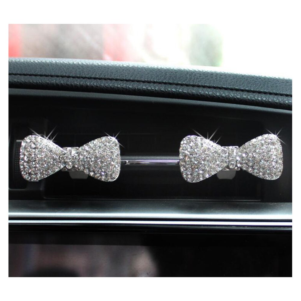 2 Pcs Crystal Bowknot Car Perfume Clips - Elegant Car Air Freshener & Aromatherapy Diffuser for Vehicles, Home, Office | Perfect Gift for Car Lovers & Aromatherapy Enthusiasts