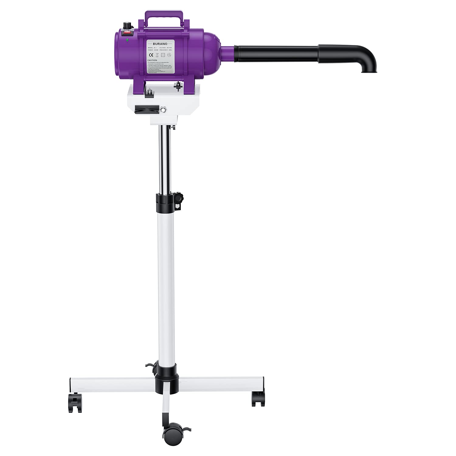 4.3HP Adjustable Speed & Heat Pet Grooming Dryer with Stand - Professional High Velocity Dog Hair Dryer for Fluffy Pets - Perfect for Grooming Salons, Pet Spas & Home Use