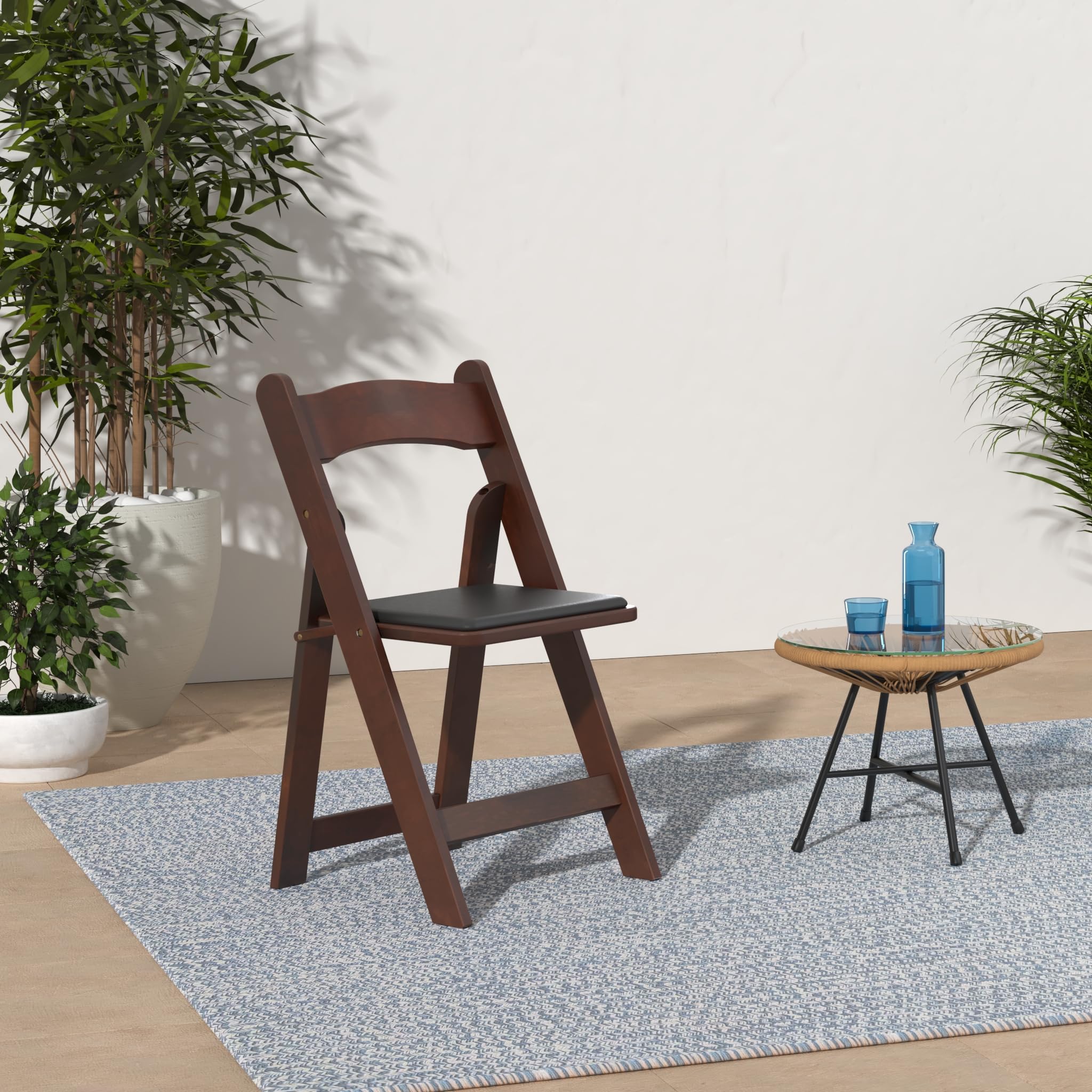 Premium American Padded Folding Chairs - Commercial Grade Stackable Seating with Fruitwood Finish for Events, Weddings, Banquets & Office Use