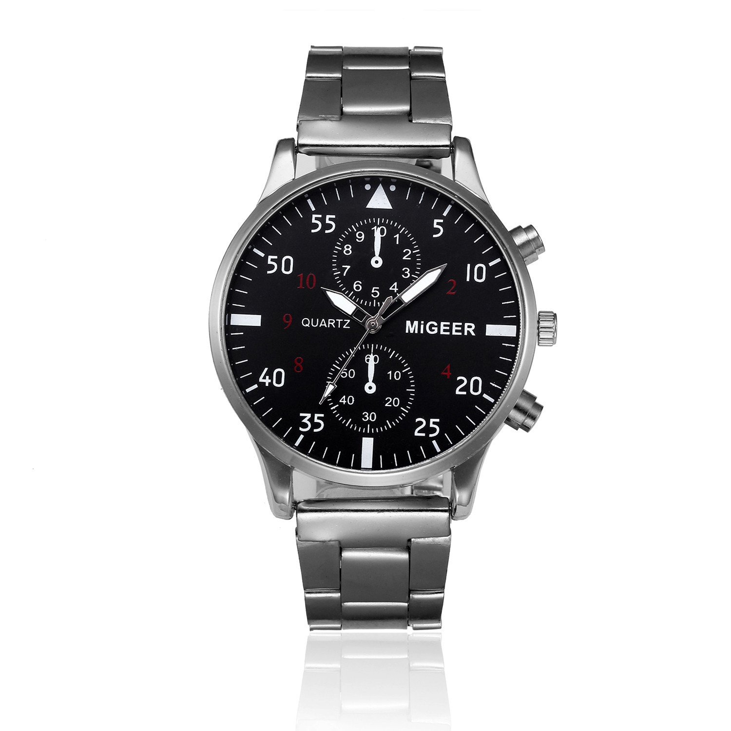 COOKI Men's Fashion Wrist Watch - Big Face Digital & Analog Quartz Stainless Steel Business Watch for Office, Casual & Formal Occasions