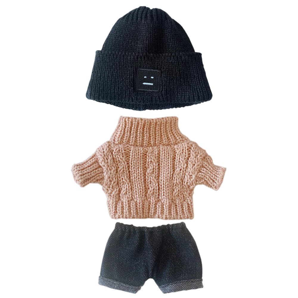 20cm Plush Doll Clothes Set - Hat, Sweater & Shorts for Dress Up Play