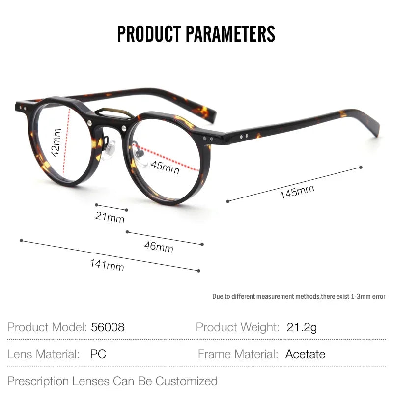 Stylish Aror Unisex Full Rim Flat Top Oval Double Bridge Acetate & Titanium Eyeglasses 56498 - Perfect for Work, Reading, and Fashion Accessories