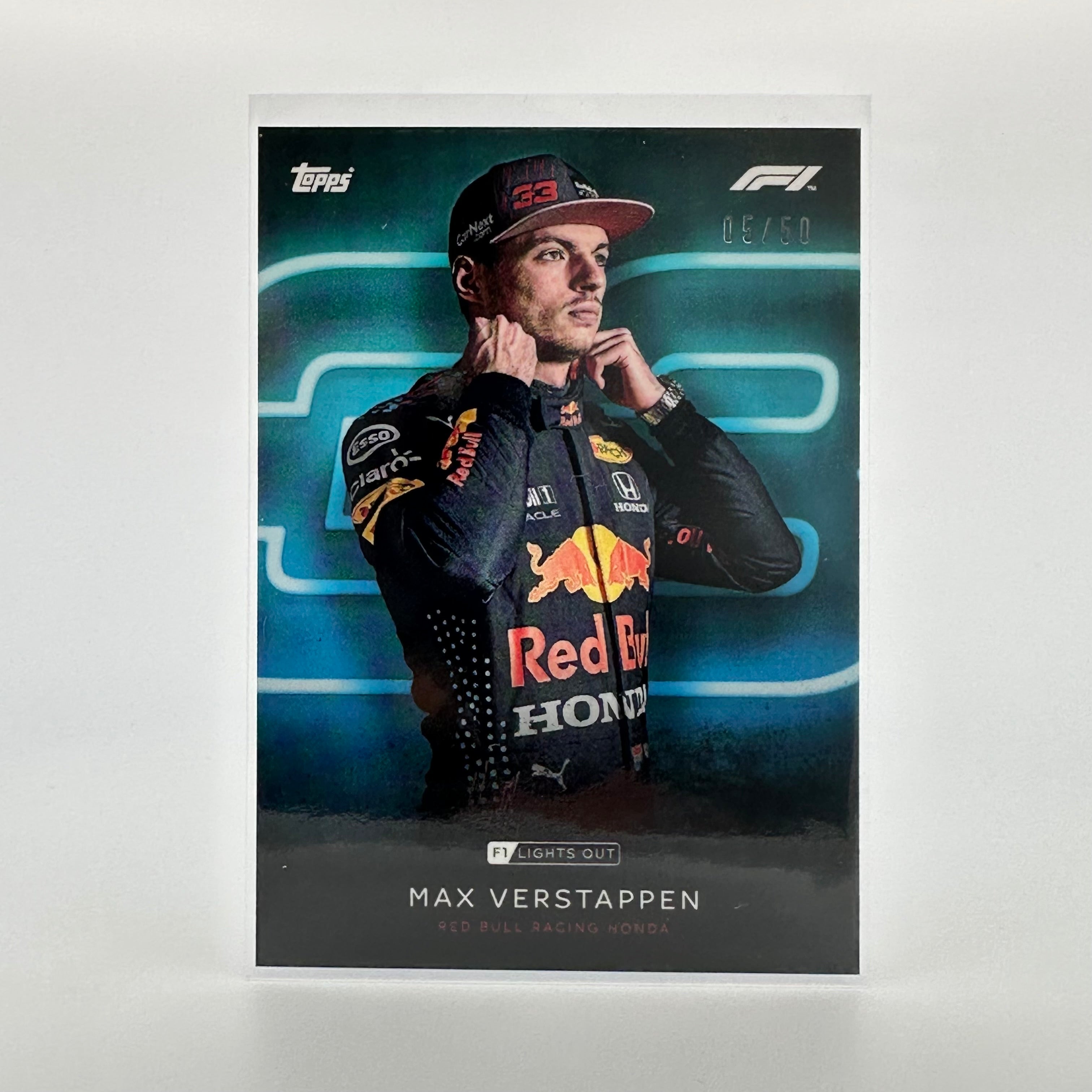 Max Verstappen 2021 F1 Driver Card - 05/50 Aqua Parallel - Collectible Trading Card for Formula 1 Fans & Sports Memorabilia Enthusiasts - Perfect for Display, Gifts, and Racing Collections