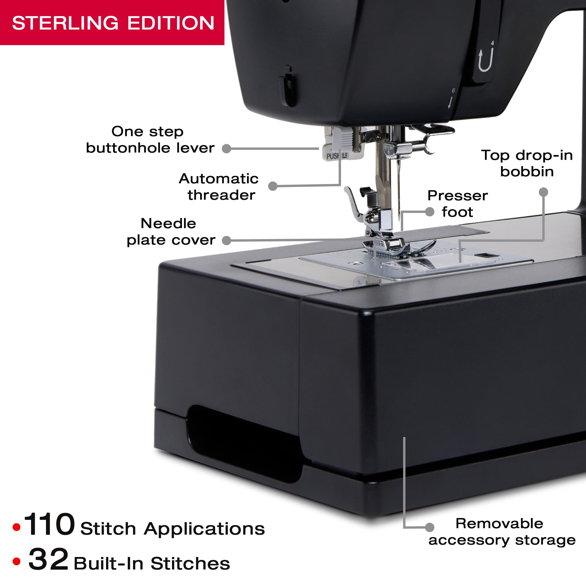 SINGER® 4432 Heavy Duty Sewing Machine with Accessory Kit | 110 Built-in Stitches, Strong Motor, Metal Frame, 1-Step Buttonhole | Perfect for Quilting, Denim, Leather & Home Decor Projects