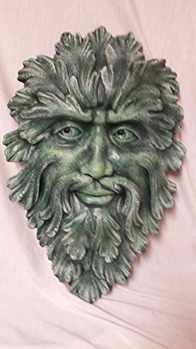 Hand-Painted Greenman Wall Plaque with Acrylic Finish - Rustic Home Decor for Living Room, Garden, or Outdoor Spaces