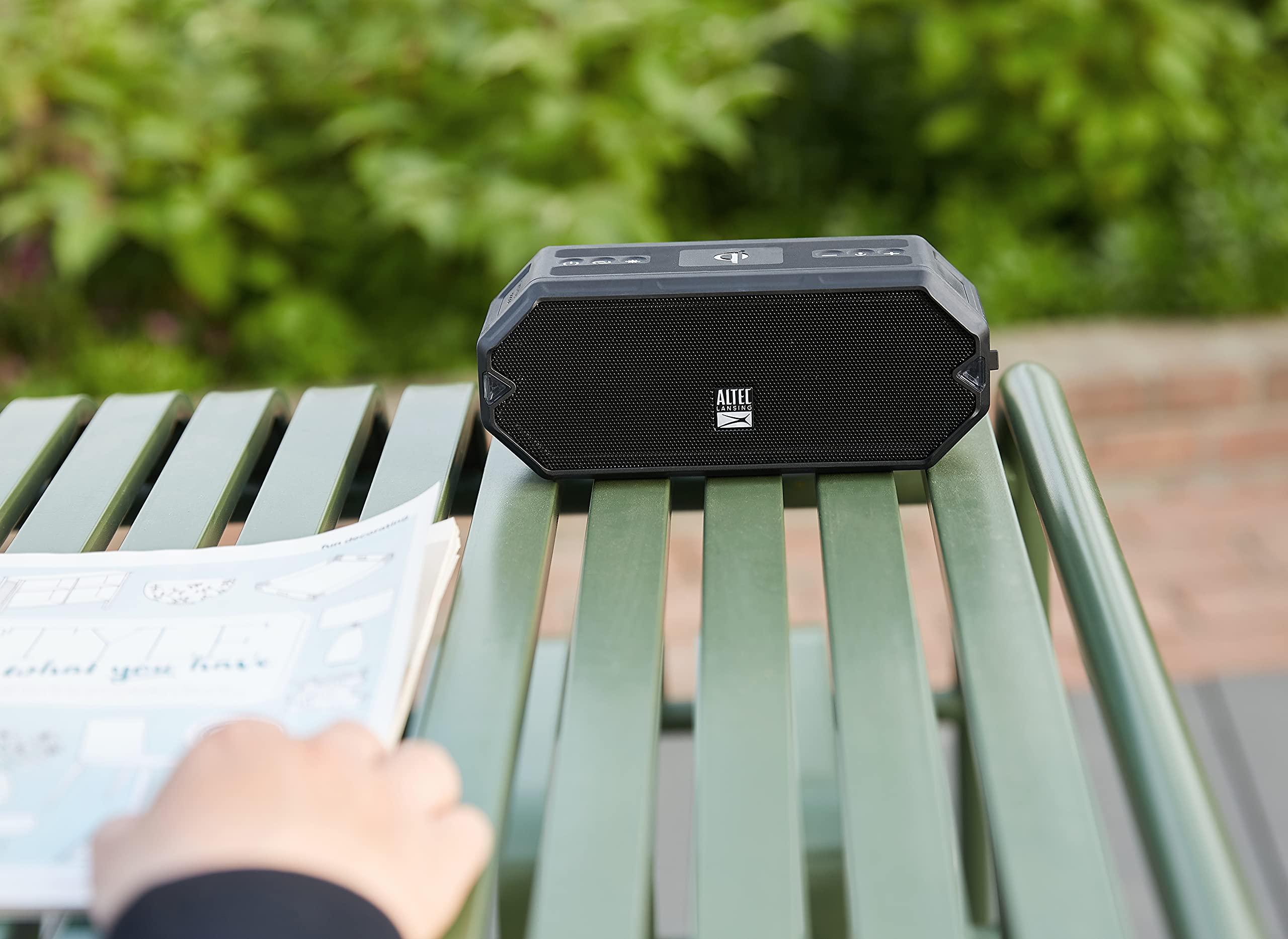 Altec Lansing HydraBlast Wireless Bluetooth Speaker - IP67 Waterproof, 20H Playtime, USB-C Rechargeable with Built-in Phone Charger & LED Lights - Perfect for Outdoor Parties, Beach, Pool & Camping (Black)