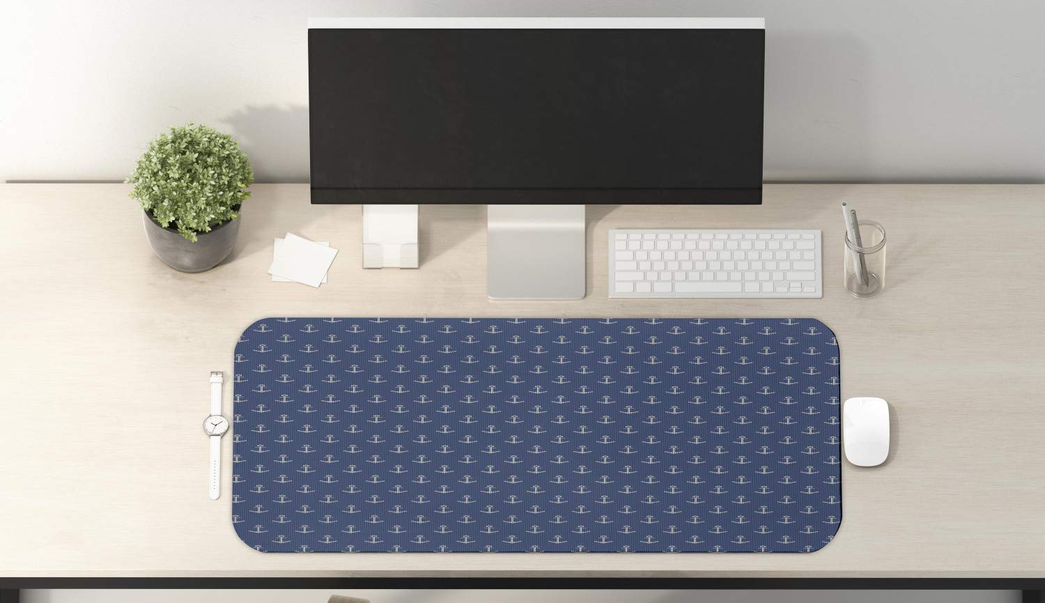 Ambesonne Anchor Themed Computer Mouse Pad - Nordic Knitwear Retro Scandinavian Winter Fashion Design, Non-Slip Rubber Base, Large Gaming Size 31