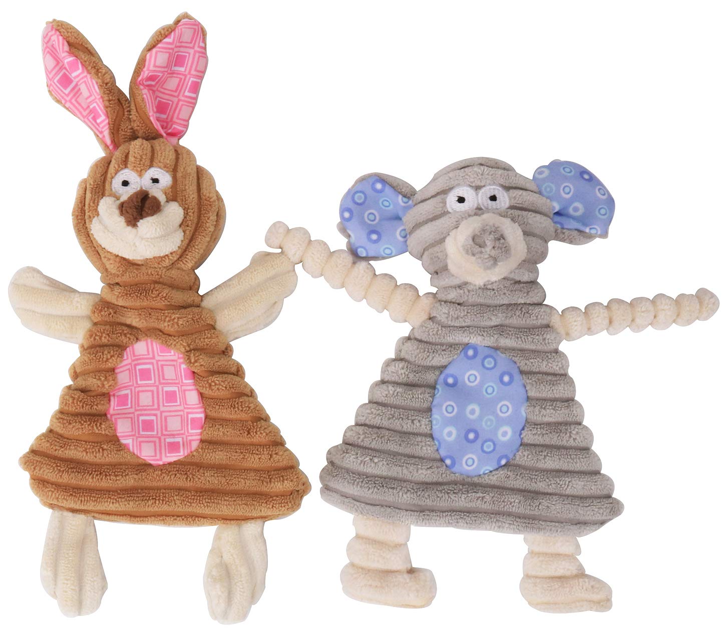 Durable No-Stuffing Squeaky Dog Toys for Small Dogs & Puppies - Rabbit & Elephant Chew Toys with Squeaker | Perfect for Teething Puppies, Interactive Play & Indoor/Outdoor Fun