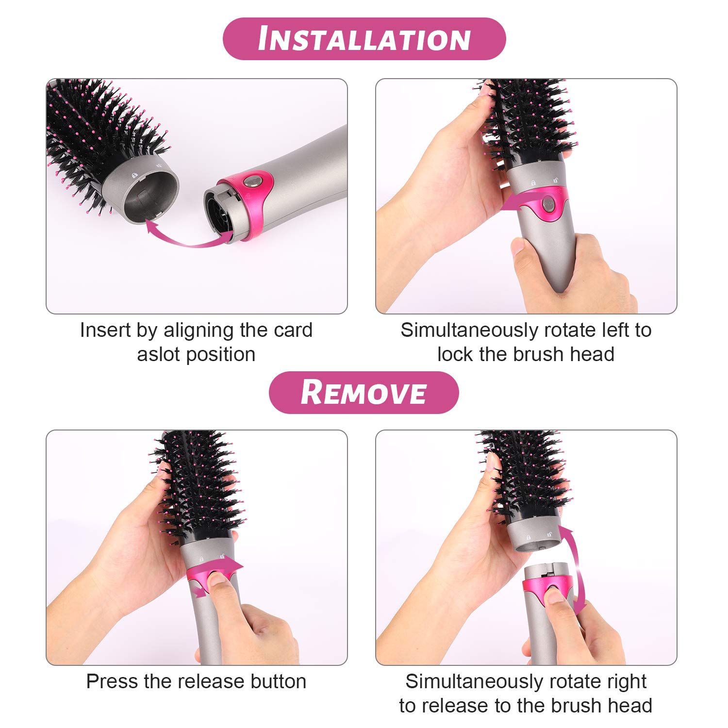 Zeonetak 3-in-1 Ionic Hair Dryer Brush - Styler & Volumizer for Straightening, Curling, Drying at Home