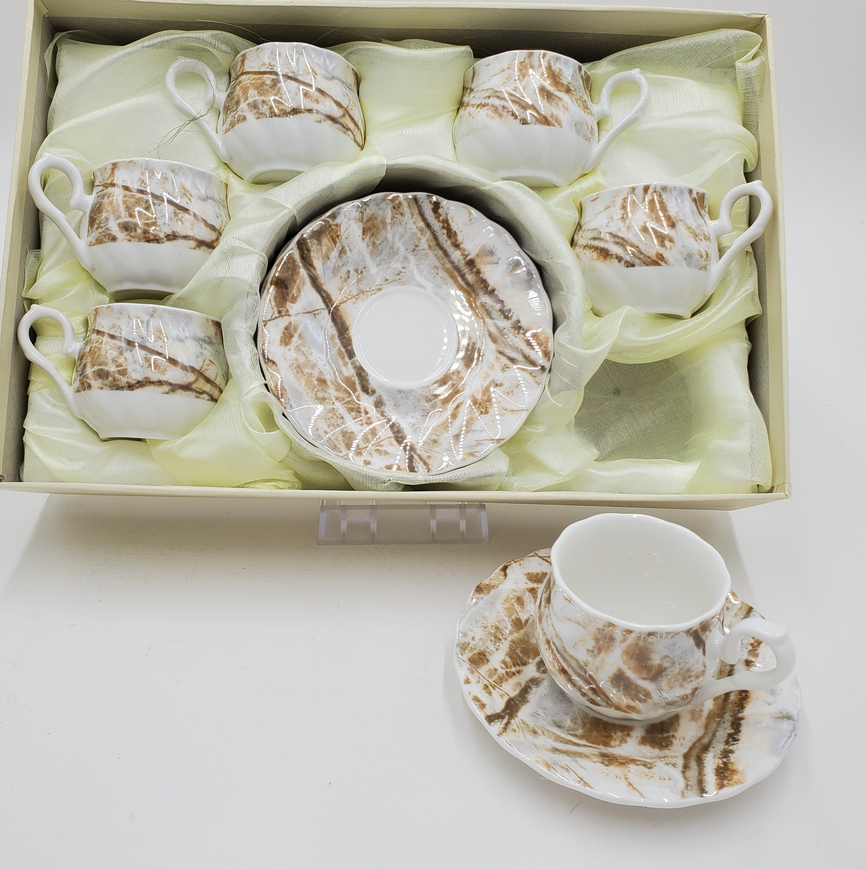 6-Piece Elegant Gold and Brown Coffee Set - Perfect for Home, Office, and Gift Giving