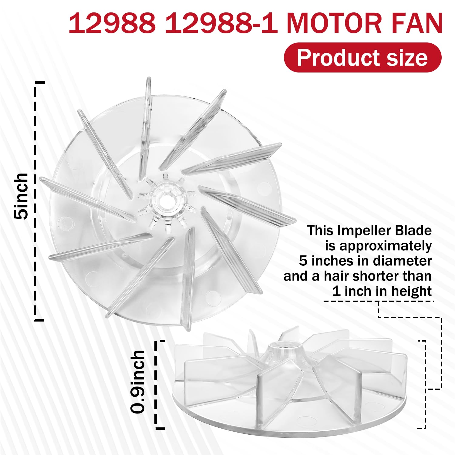 Eureka Sanitaire 12988 Vacuum Cleaner Replacement Plastic Impeller Motor Fan - 4 Pack - Compatible with Eureka 12988 Model - Perfect for Home Cleaning & Vacuum Maintenance