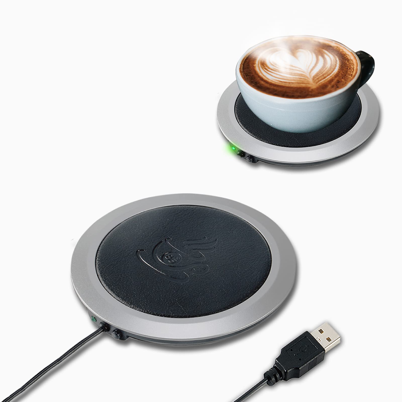 MEDOYOH USB Cup Warmer - PU Surface Tea Warmer Coaster with Thermostat & Auto Overheat Protection | USB Electric Beverage Warmer for Coffee, Tea, Milk | Perfect for Home, Office & Desk Use