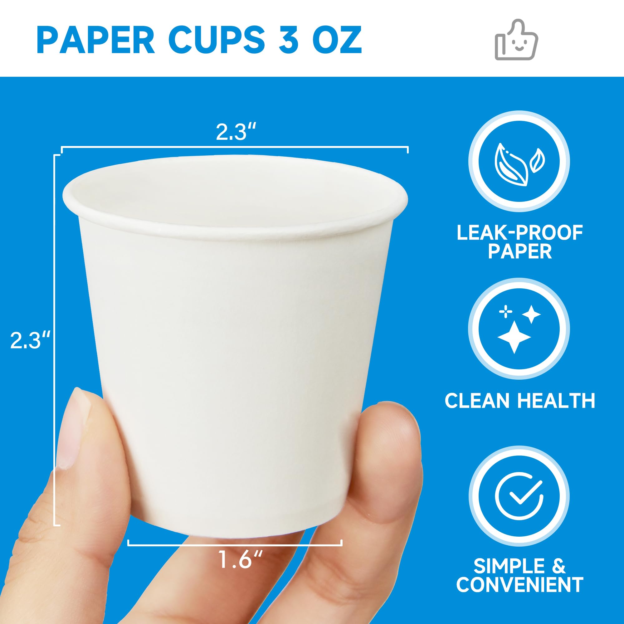 RACETOP 3 oz Disposable Paper Cups - 600 Count Bulk Pack for Mouthwash, Small Snacks, Bathroom & Party Use - Perfect for Home, Office, and Events