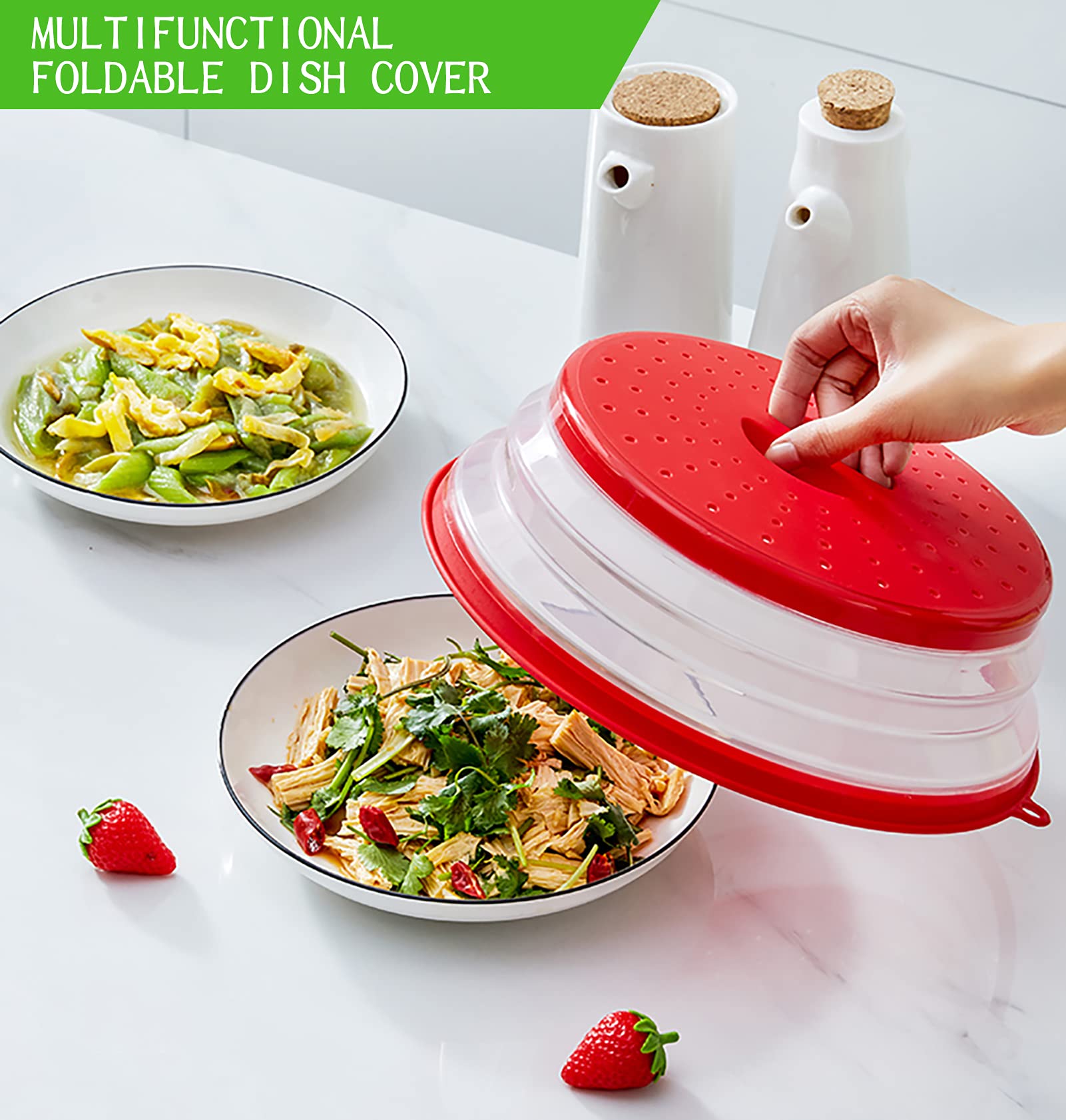 WENWELL Microwave Splatter Cover - 10.5 Inch BPA-Free Silicone & Plastic Splash Guard for Bowls & Plates (2-Pack) | Dishwasher Safe | Perfect for Reheating Food & Preventing Messes in Microwave Cooking