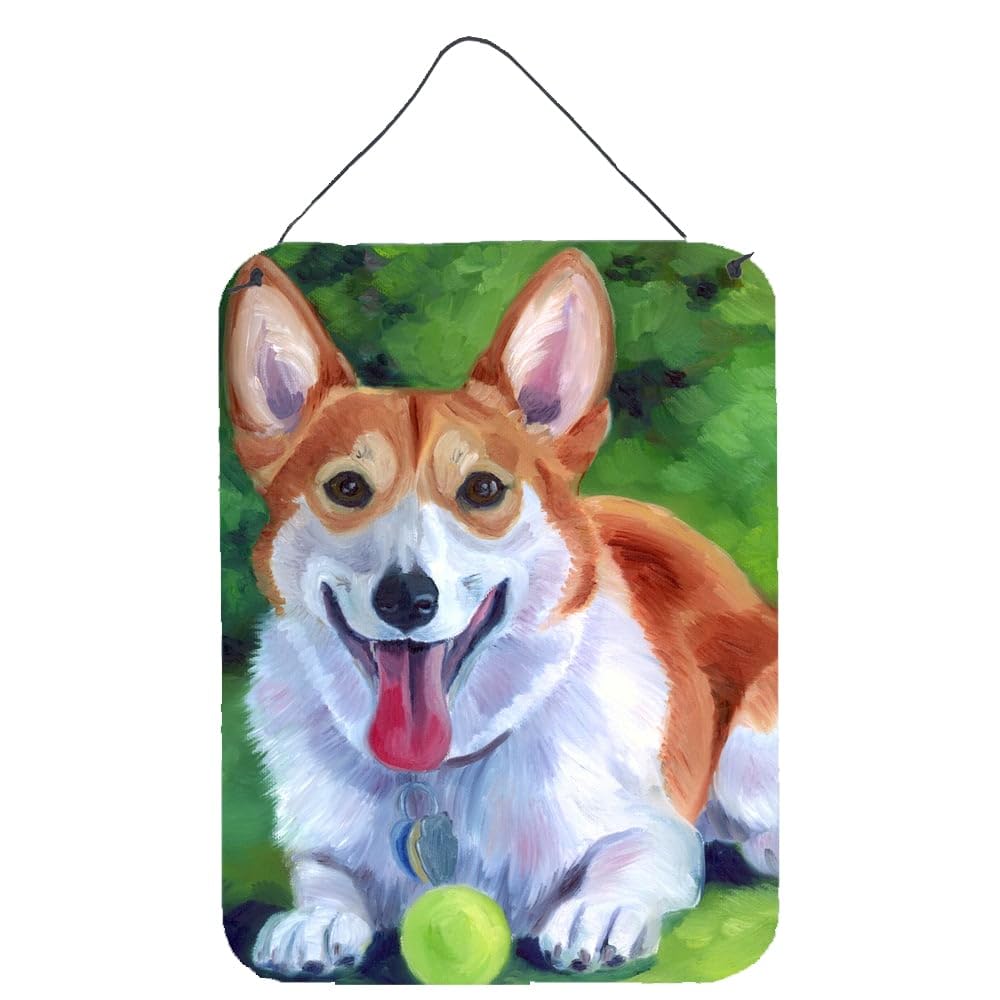 Caroline's Treasures Corgi with Green Ball Metal Wall Decor - 12x16 Multicolor Aluminum Sign for Kitchen, Bar, Bathroom & Front Door | Perfect for Dog Lovers & Home Decor