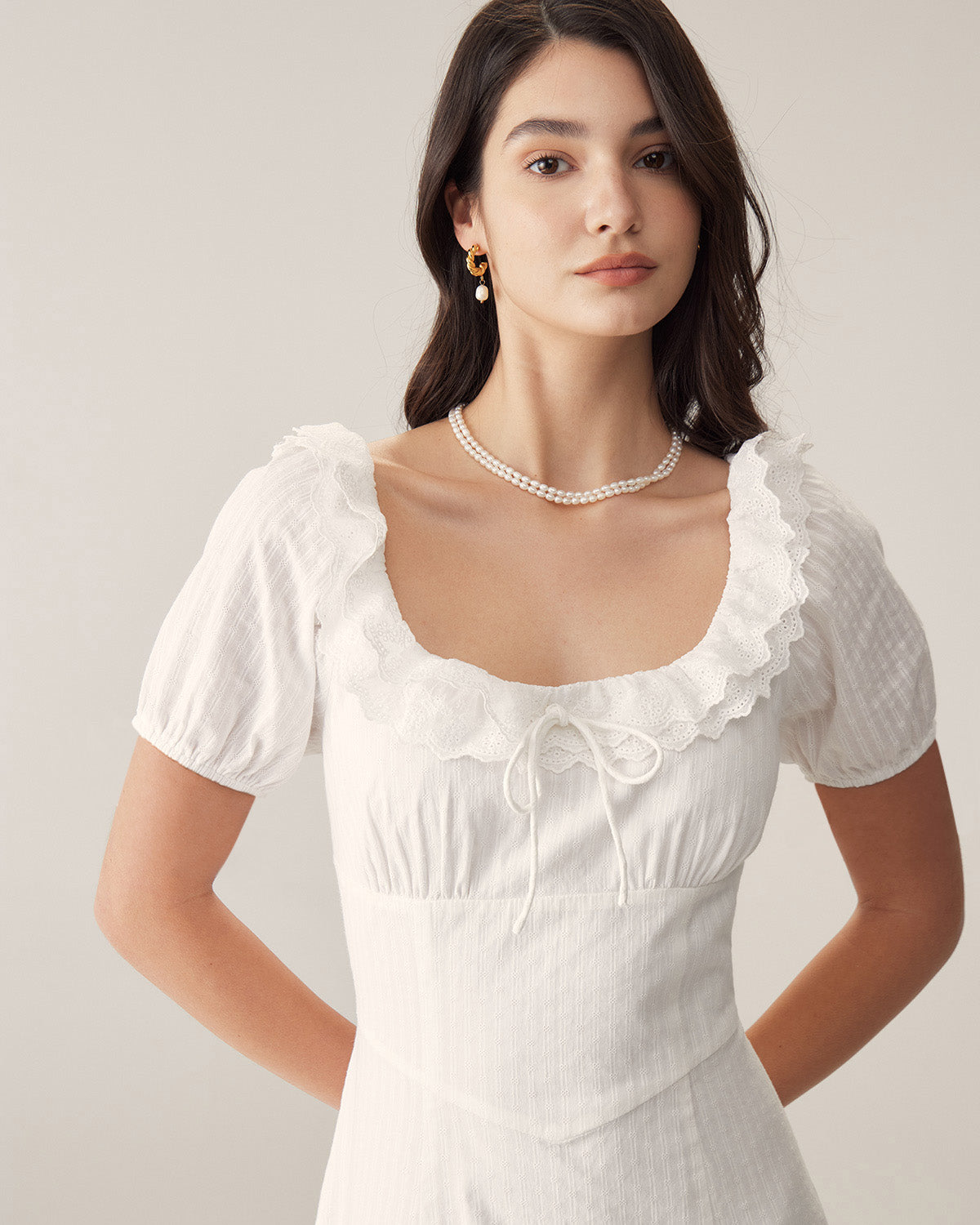 Elegant White Embroidery Puffed Sleeve Maxi Dress for Women - Summer Boho Beach Wedding Party Dress