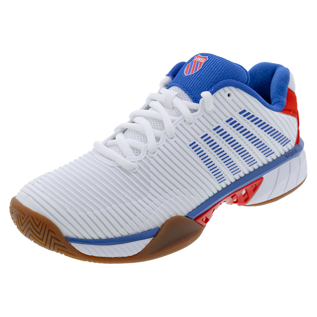 Hypercourt Express 2 Men's Indoor Pickleball Shoes - White & Red | Lightweight Court Shoes for Pickleball, Tennis & Badminton | Perfect for Indoor Sports & Gym Training