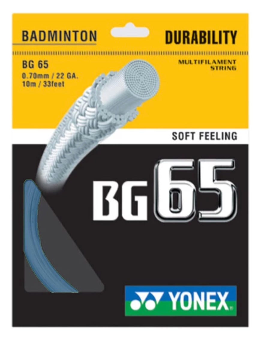 Yonex BG65 Badminton String - High Performance Synthetic Gut for Durability & Control | Perfect for Tournaments & Recreational Play