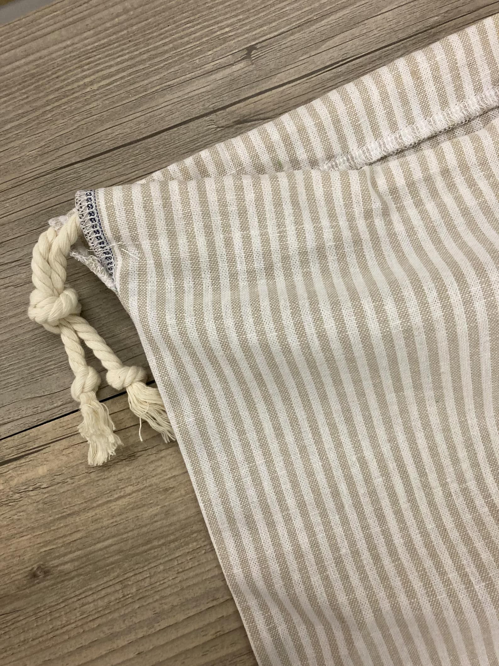 Rustic White Stripe Linen Bread Bags - Reusable Homemade Sourdough & Produce Storage - Personalized Baker Gift (Made in USA) - Perfect for Artisan Bread, Farmers Market & Eco-Friendly Kitchen Use