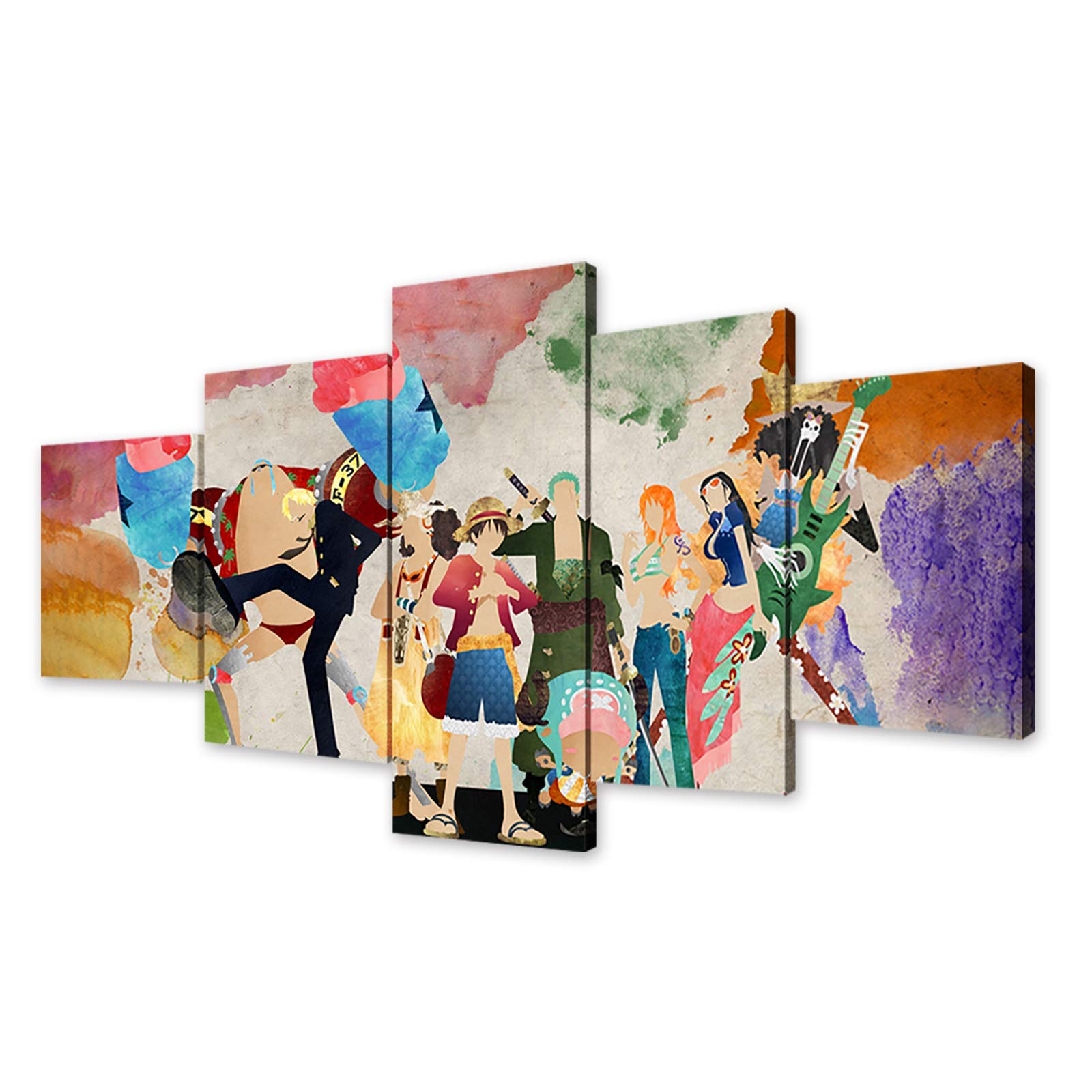 One Piece Anime Straw Hat Pirates Ink Art Canvas Painting - Framed Wall Art Poster for Living Room, Bedroom & Office Decor | Perfect Gift for Anime Fans