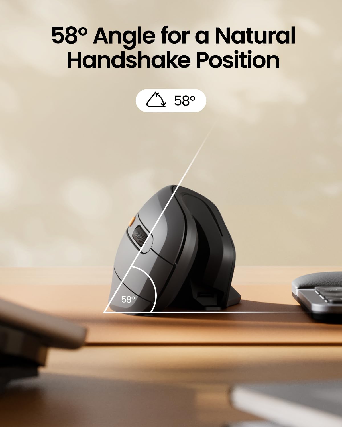 ProtoArc EM11 NL Ergonomic Vertical Bluetooth Mouse - Wireless Rechargeable Ergonomic Mouse with 3-Device Connectivity for PC, Laptop, Mac (Windows/Mac OS) - Perfect for Office Work, Graphic Design & Long Computer Sessions