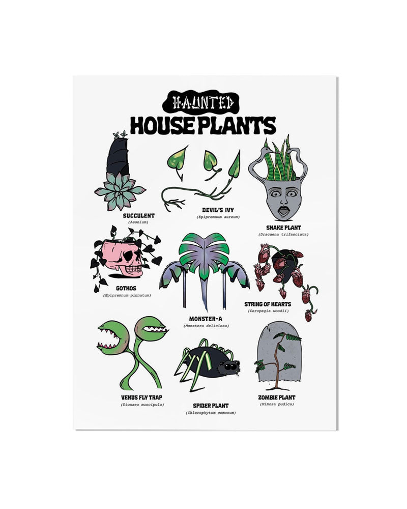 Haunted House Plants Art Print - 8.5 x 11 Inch Gothic Botanical Wall Decor for Halloween, Spooky Home Office & Dark Academia Aesthetic