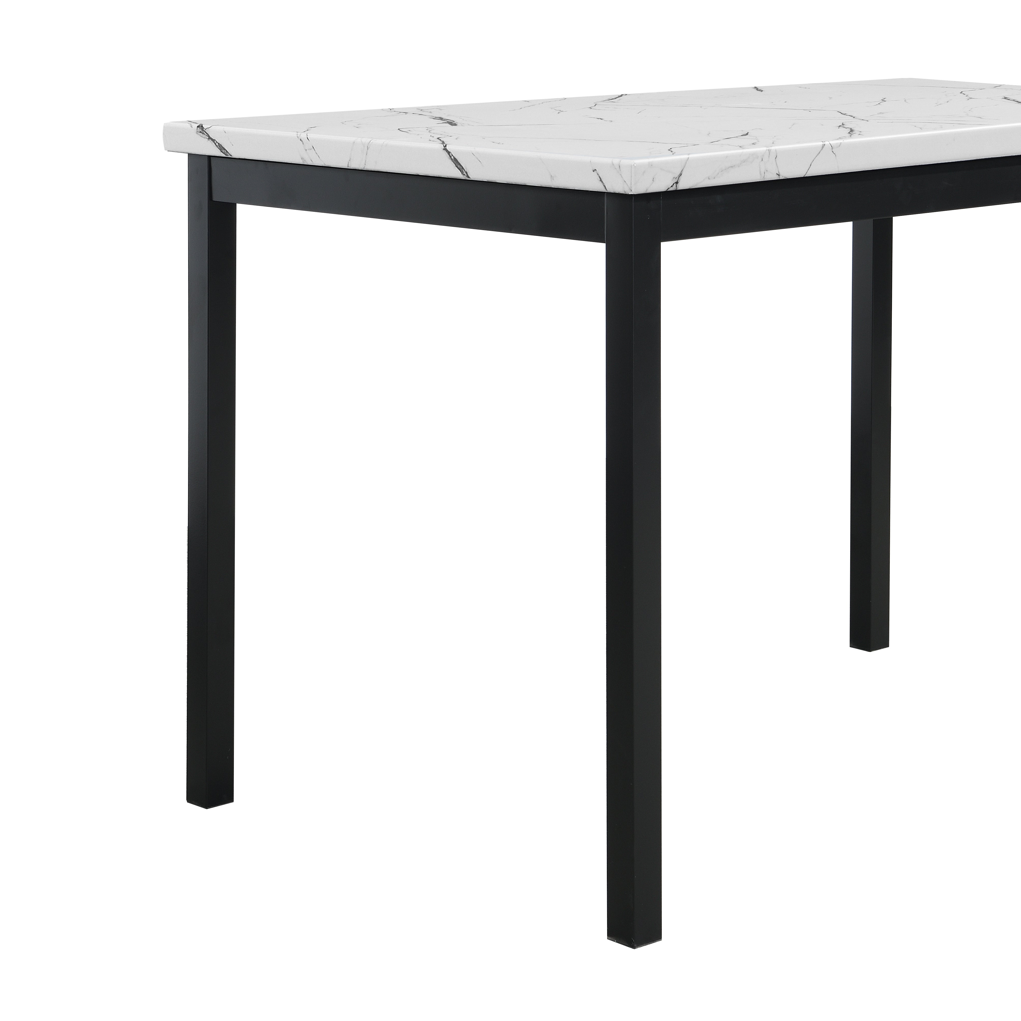 Roundhill Furniture Noyes Metal Dining Table with Laminated Faux Marble Top - Modern Kitchen & Dining Room Table for Small Spaces, Breakfast Nook, and Apartment Living