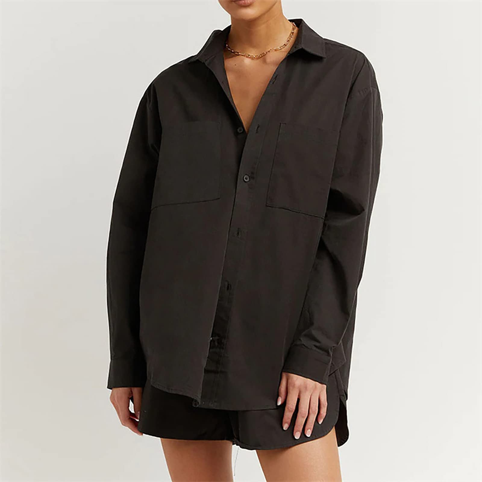 Women's 2-Piece Knit Lounge Set - Soft Black French Terry Loungewear Outfit for Relaxing at Home, Brunch Dates & Casual Wear | Comfortable & Stylish
