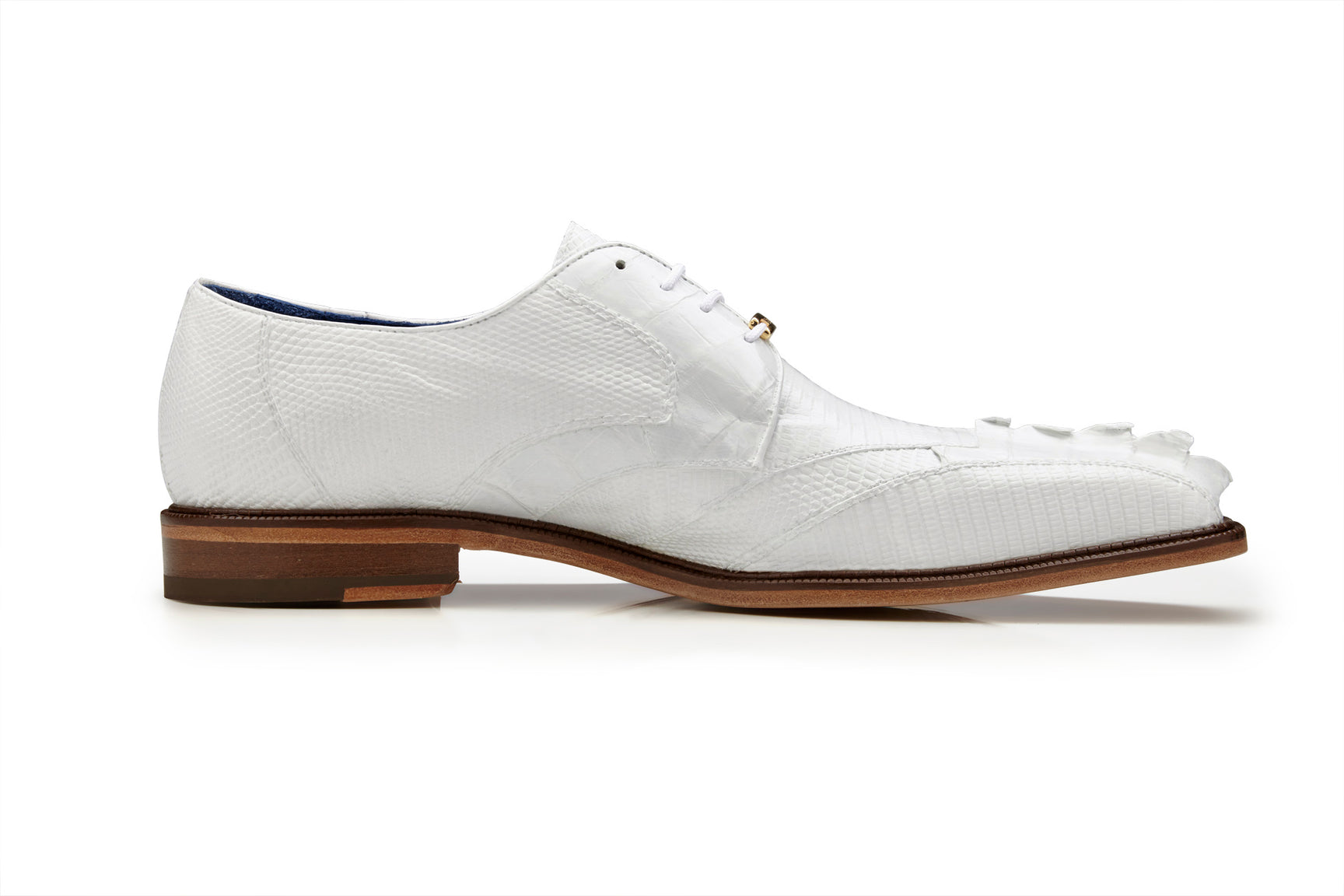Belvedere Valter Genuine Caiman Crocodile & Lizard Leather Dress Shoes for Men - White Size 1480 - Premium Formal Business & Wedding Attire