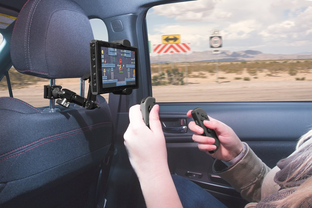 ARKON Heavy-Duty Headrest Mount for Car - Multi-Angle Adjustable Tablet Holder with Strong Clamp | Compatible with iPad, iPhone, Samsung Galaxy (7-12 inch Devices) | Perfect for Road Trips, Kids Entertainment & Backseat Movies