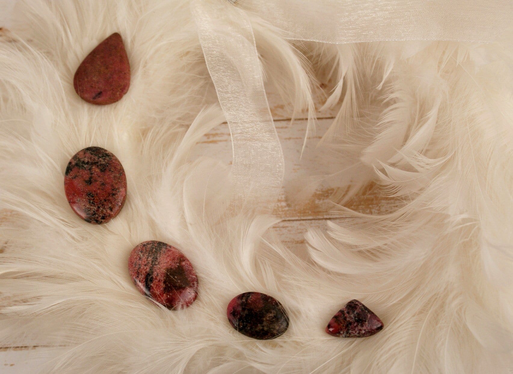 Premium C Grade Rhodonite Cabochons for Jewelry Making - Healing Stone for Stress Relief & Emotional Balance