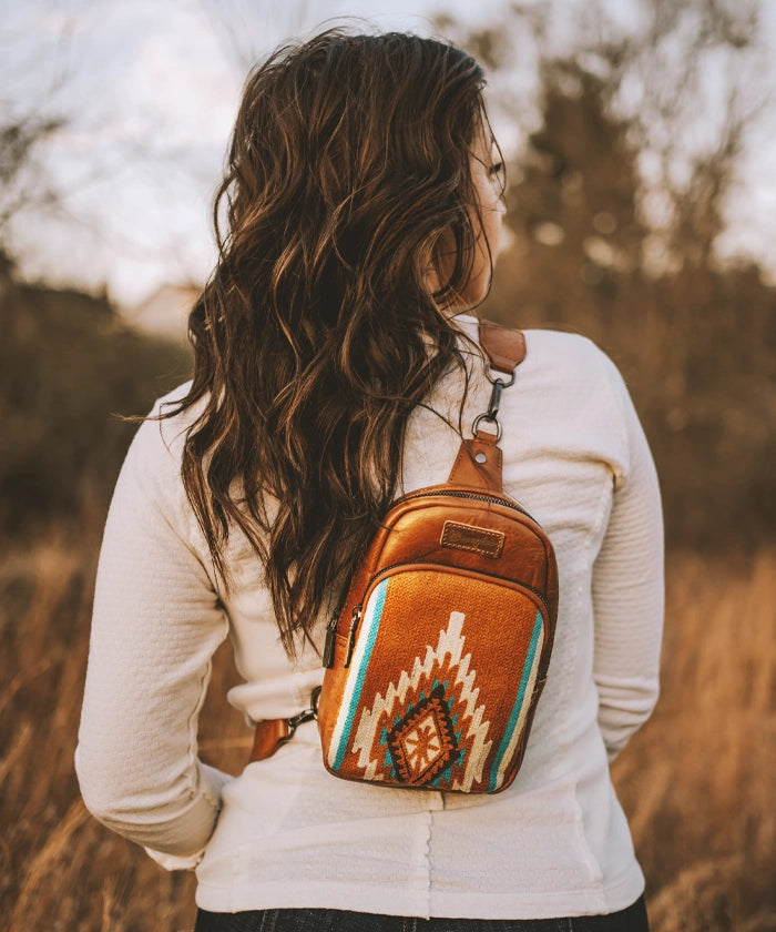 Wrangler Aztec Knitted Sling Bag - Stylish Crossbody Purse for Women & Men - Perfect for Travel, Hiking & Everyday Use